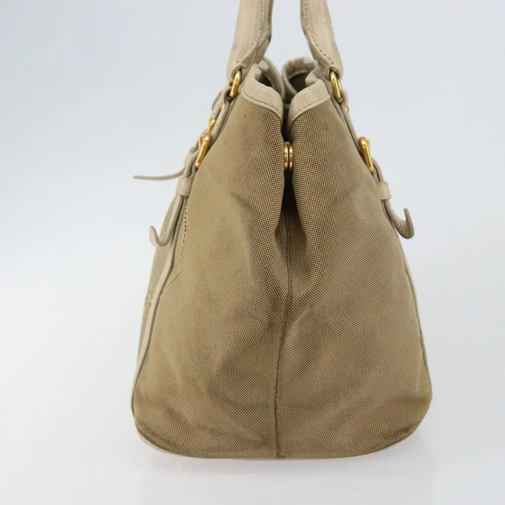 PRADA Hand Bag Canvas Beige Gold Auth - Picture 12 of 15